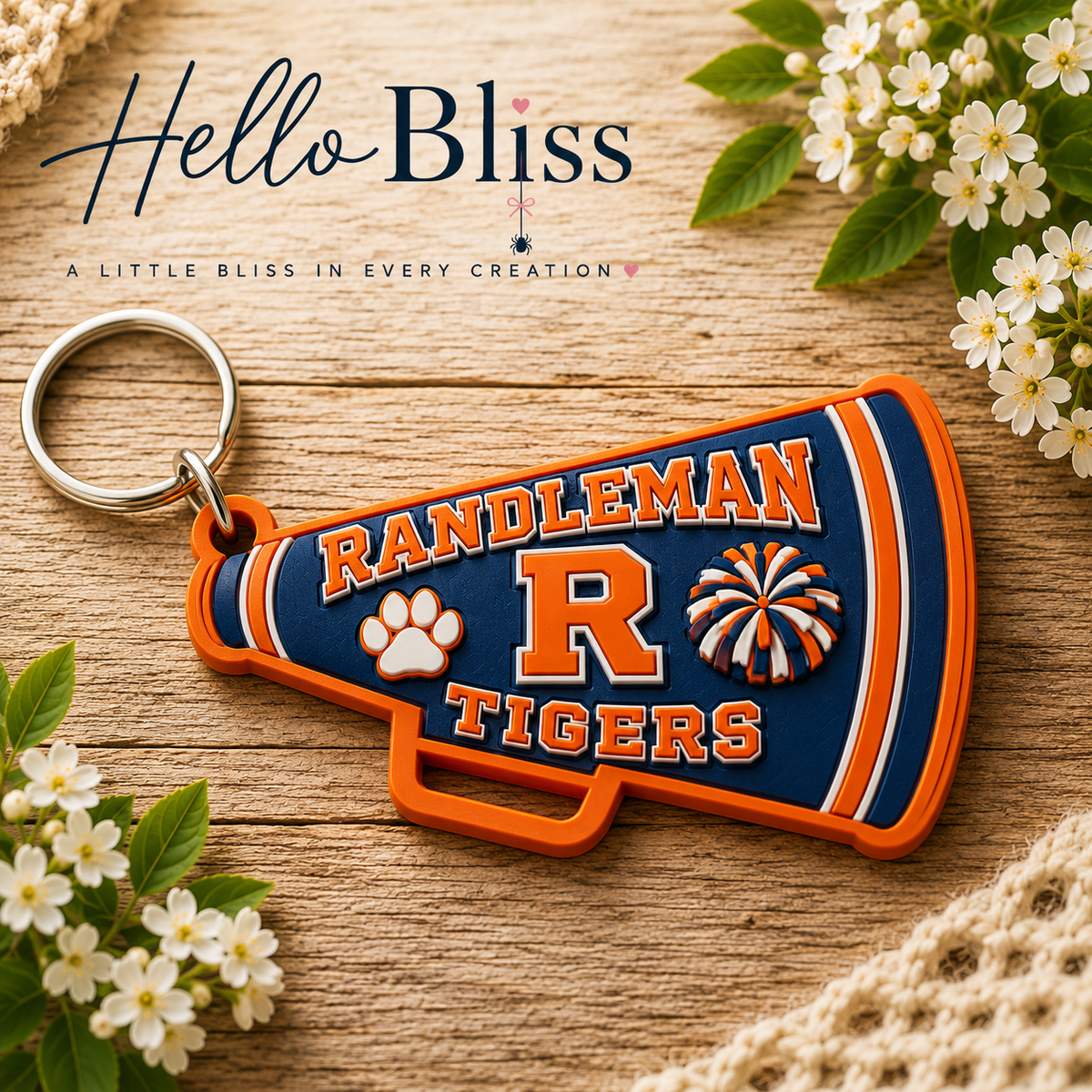 Randleman Tigers Cheer Keychain