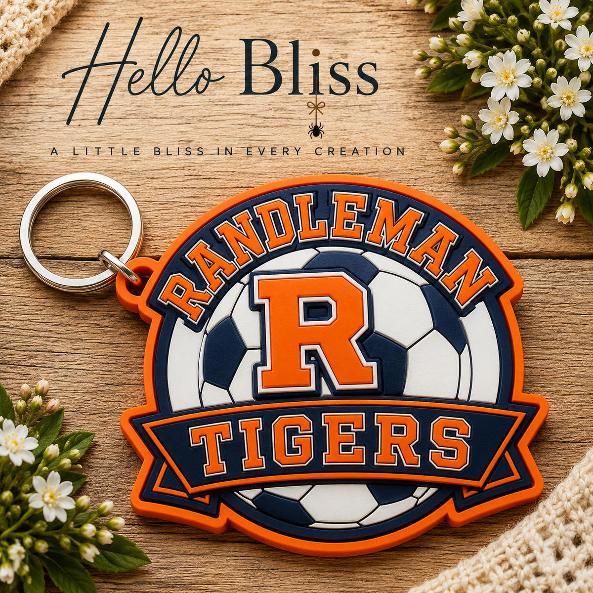 Randleman Tigers Soccer Keychain