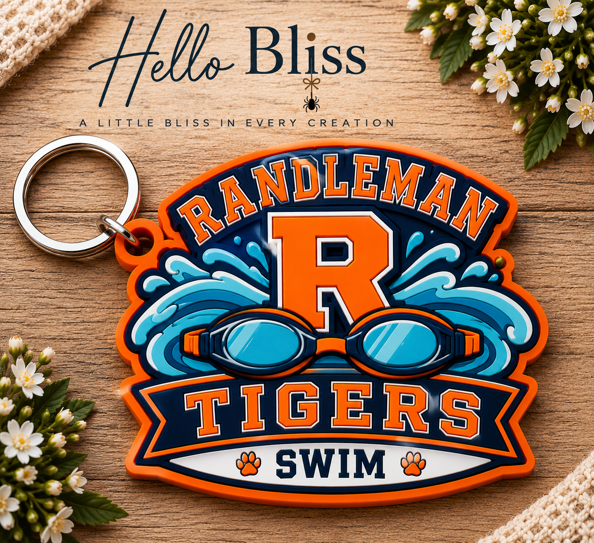 Randleman Tigers Swim Keychain