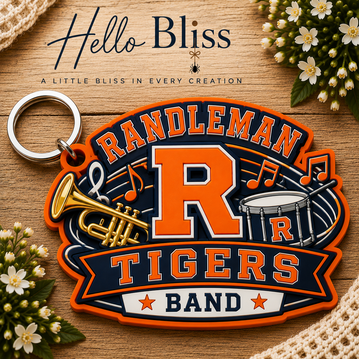 Randleman Tigers Band Keychain