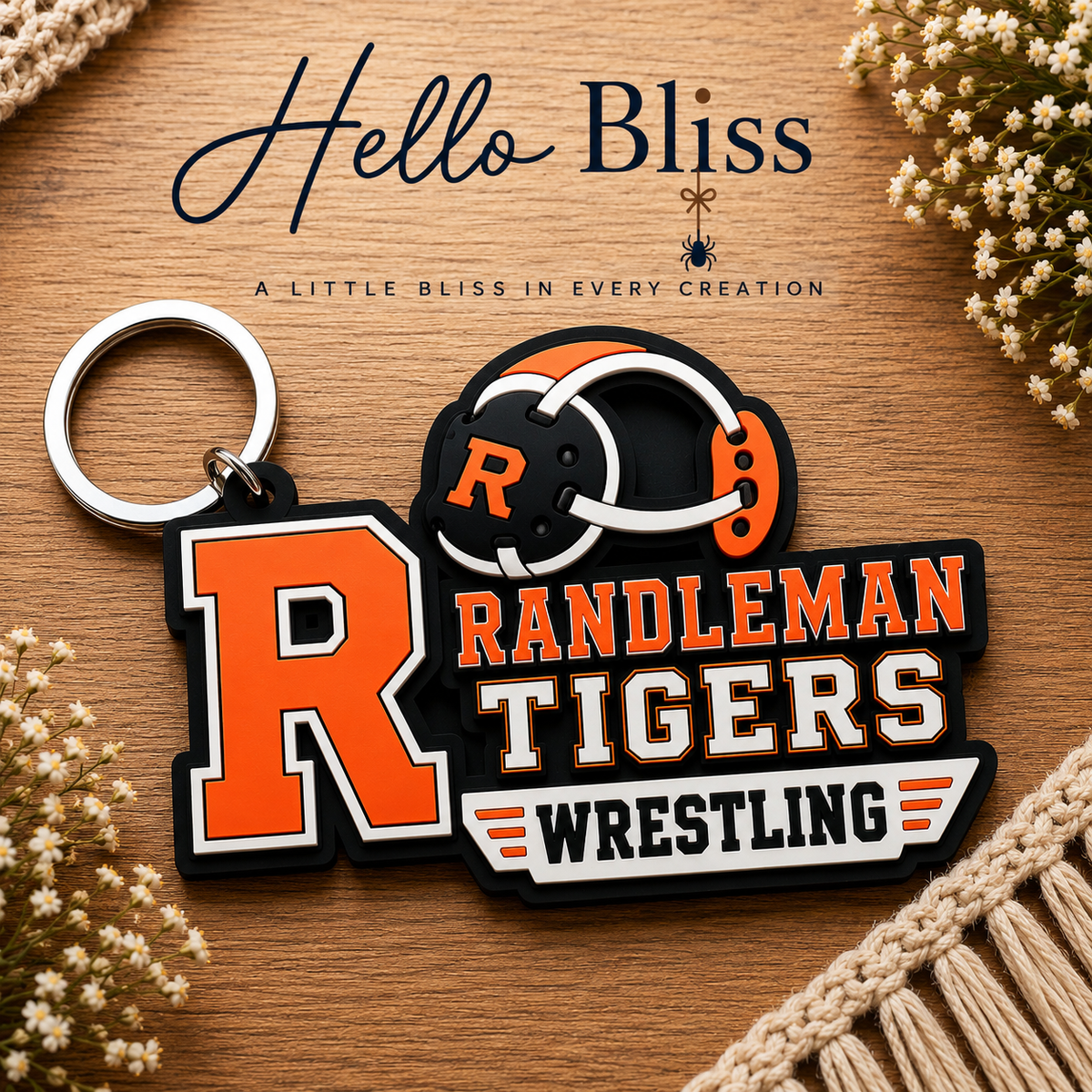 Randleman Tigers Wrestling Keychain