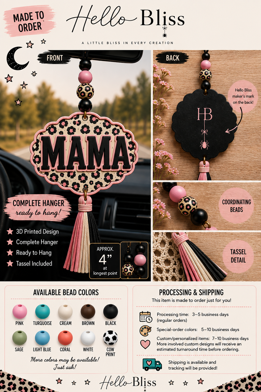 Mama Leopard Rear View Mirror Hanger