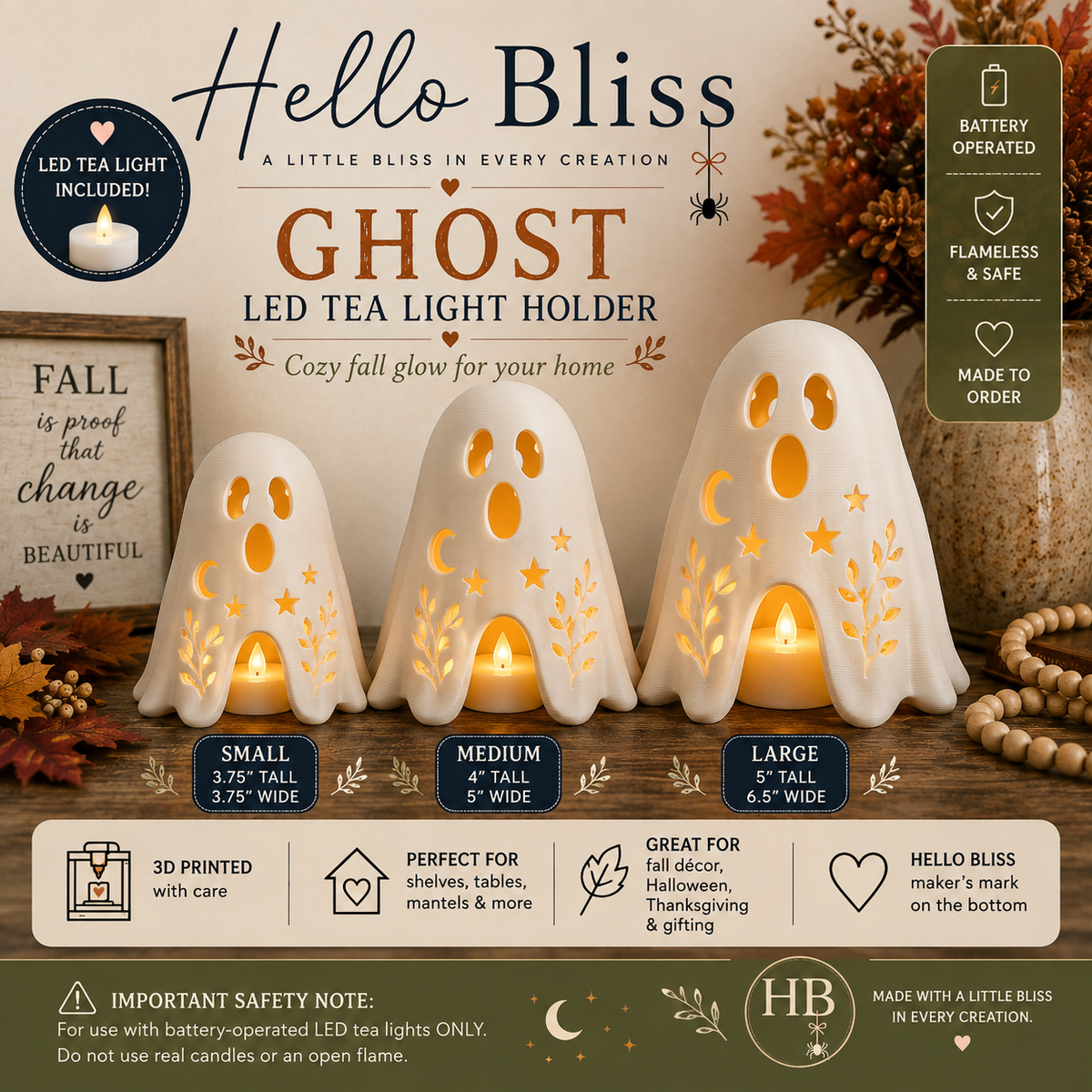 Ghost LED Tea Light Holder