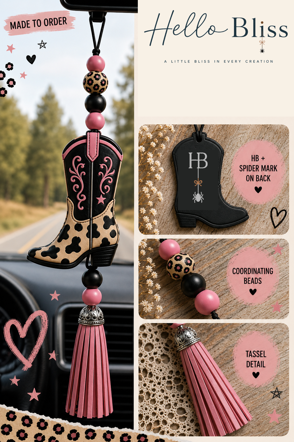 Western Boot Rear View Mirror Hanger